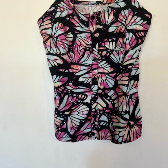No Boundaries Novelty Butterfly Print Women's Top Buttondown Medium - Picture 1 of 8